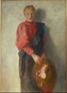 Peasant Girl with Hat by Thomas Ludwig Herbst